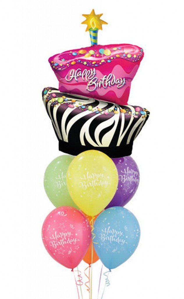 (image for) Funky Zebra Birthday Cake Latex Bouquet